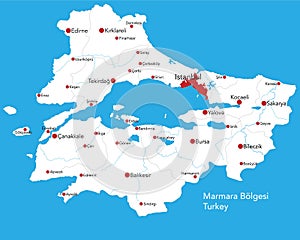 Large map of Marmara BÃÂ¶lgesi