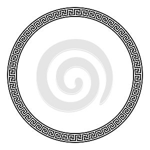 Large meander circle frame, decorative border with seamless Greek key pattern