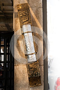 Giant mezuzah on a wall in Jerusalem photo