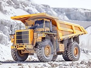 Large mining dump truck in a quarry.