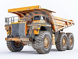 Large mining dump truck on a white background