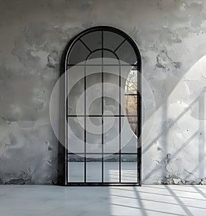 a large mirror is hanging on a wall next to a window