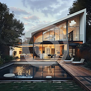 large modern house with a swimming pool during the day