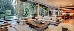 Large modern luxury living room interior
