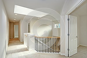 Second floor landing with skylight and staircase photo