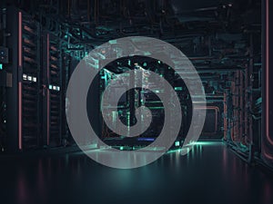 Large modern storage server room.AI generated