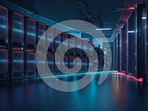 Large modern storage server room.AI generated