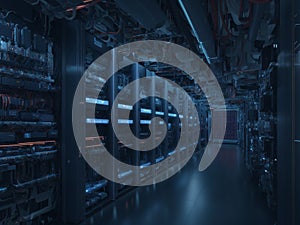 Large modern storage server room.AI generated