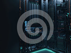 Large modern storage server room.AI generated