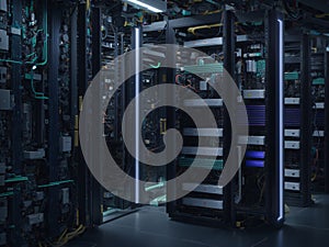 Large modern storage server room.AI generated