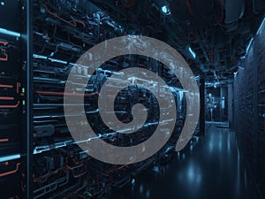 Large modern storage server room.AI generated