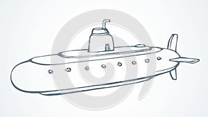 Large modern submarine. Vector drawing