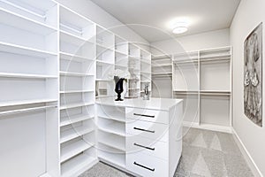 Large modern white wardrobe in luxury house