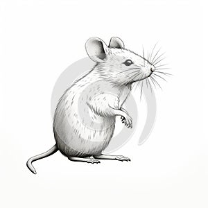 Playful And Detailed Black And White Mouse Drawing