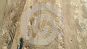 Large muddy construction site - aerial view