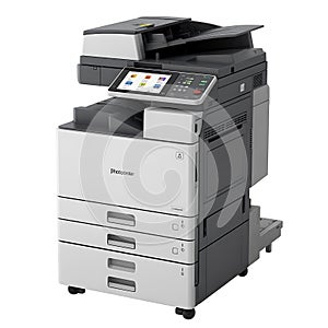 Office Multifunction Printer and Copier Isolated on White Background