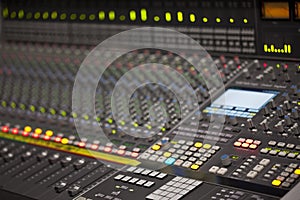 Large Music Mixer desk in recording studio