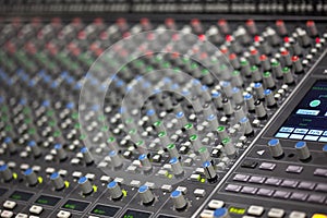 Large Music Mixer desk in recording studio