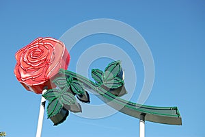 Neon Rose Sign in Portland, Oregon