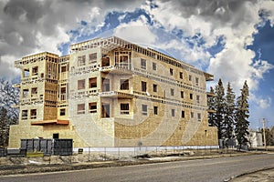 Large new three story building under construction