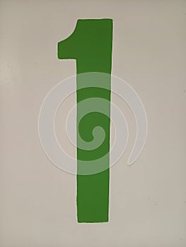 Large Number 1 One Green on White Background