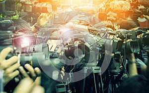 Large number of press and media reporter in broadcasting event