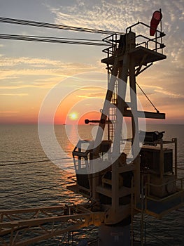 Large Offshore Crane with Gulf of Mexico Sunrise