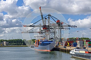 Large oil tanker in canal