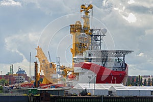 Large oil tanker in canal