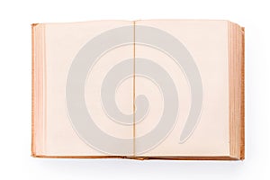 Large old open book with blank pages isolated with clipping path