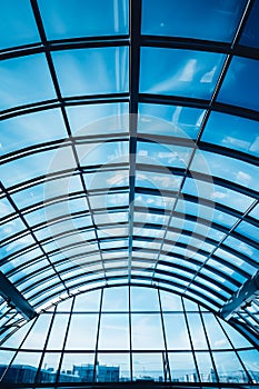 Large open building with sky view from inside it. Generative AI