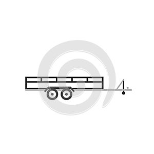 Large open car trailer outline icon