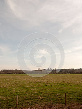 large open grassland field farm pasture plain spring clear sky background