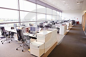 Large open plan office interior without people