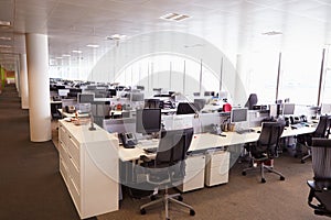 Large open plan office interior without people