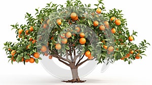 A large orange tree with many oranges on it