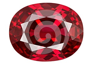 Large, oval-cut ruby gemstone