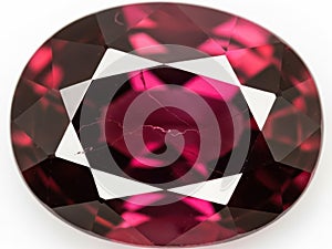 Large oval ruby gemstone isolated on white background