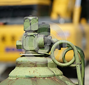 Large Oxygen Bottle at Construction Site