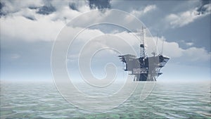 Large Pacific Ocean offshore oil rig drilling platform