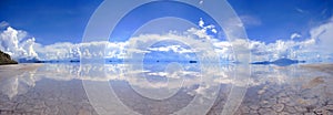 Large Panorama of reflective salt-flats in Bolivia