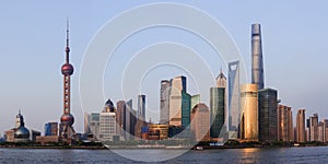 Large panorama of Shanghai commercial centre from the Bund.