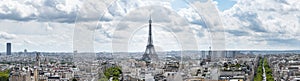 Large panoramic cityscape of Paris, France, with the Eiffel Tower centred in the photo photo