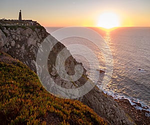 Large panoramic view on amazing sunset at Cabo da Roca (Cape Roca photo