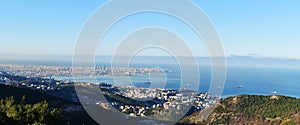 Large view  of  Beyrouth big city  in front of mediterranean see, in Lebanon photo