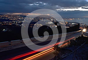 Large panoramic view  by night  of  Beyrouth, Dora, Zalka until Zouk Mikael in front of the mediterranean sea in Lebanon