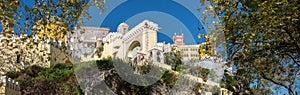 Large panoramic view of Pena Palace Portuguese: Palacio da Pena is a Romanticist castle in the municipality of Sintra photo