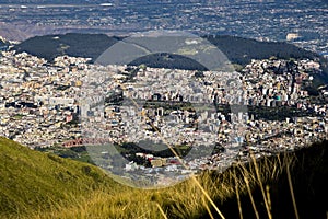 Large panoramic view of Quito city, Ecuador