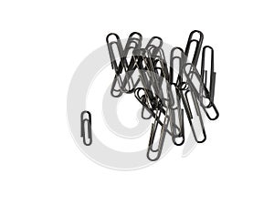 Large paper clips on a white background. Office supplies isolate. Paper clips. Goods for business