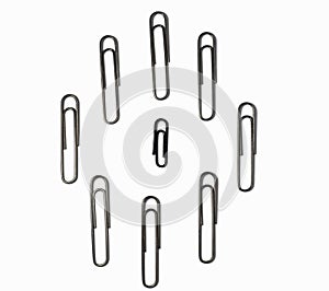 Large paper clips on a white background. Office supplies isolate. Paper fastening. Goods for business